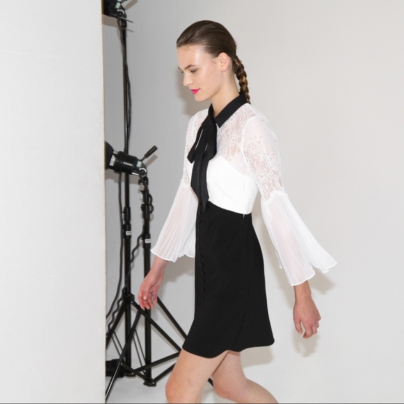 Self-Portrait Monochrome Lace Panel Dress - Picture 1 of 7